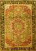 Machine Washable Medallion Yellow Traditional Rug, wshtr1041yw