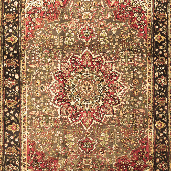 Machine Washable Medallion Brown Traditional Rug, wshtr1041brn