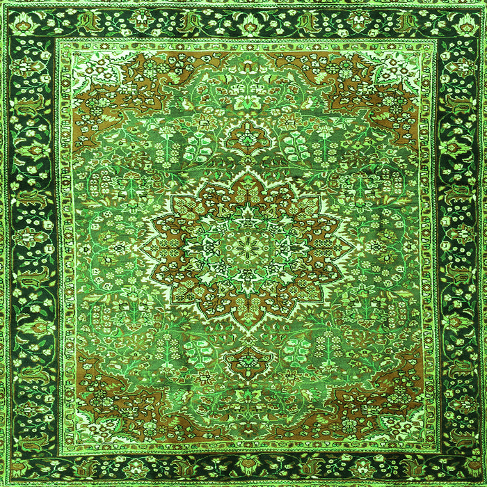 Serging Thickness of Medallion Green Traditional Rug, tr1041grn