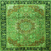 Serging Thickness of Medallion Green Traditional Rug, tr1041grn