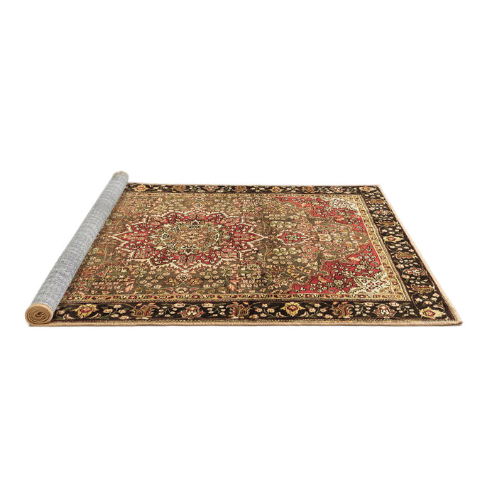 Sideview of Machine Washable Medallion Brown Traditional Rug, wshtr1041brn