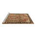 Sideview of Machine Washable Medallion Brown Traditional Rug, wshtr1041brn