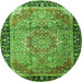 Machine Washable Medallion Green Traditional Area Rugs, wshtr1041grn