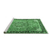 Sideview of Machine Washable Medallion Emerald Green Traditional Area Rugs, wshtr1041emgrn