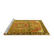 Sideview of Machine Washable Medallion Yellow Traditional Rug, wshtr1041yw