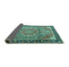 Sideview of Medallion Turquoise Traditional Rug, tr1041turq