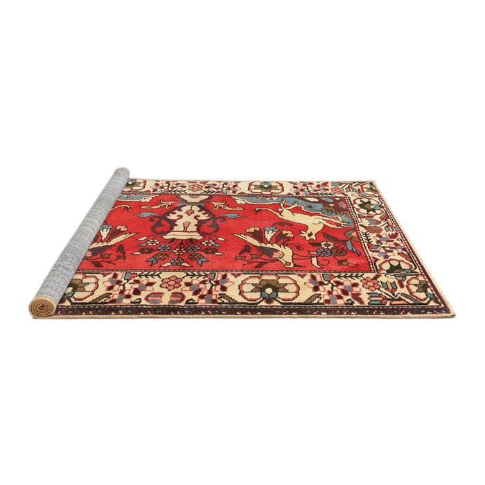 Sideview of Machine Washable Traditional Red Rug, wshtr1042