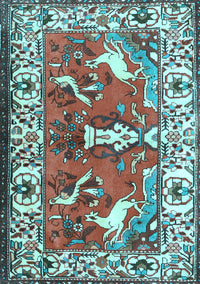 Animal Light Blue Traditional Rug, tr1042lblu