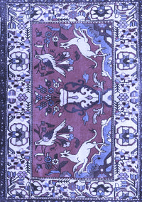 Animal Blue Traditional Rug, tr1042blu