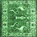 Square Machine Washable Animal Emerald Green Traditional Area Rugs, wshtr1042emgrn