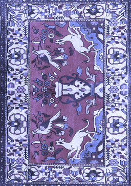Animal Blue Traditional Rug, tr1042blu