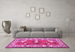 Machine Washable Animal Pink Traditional Rug in a Living Room, wshtr1042pnk