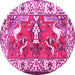 Round Animal Pink Traditional Rug, tr1042pnk