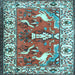 Square Animal Light Blue Traditional Rug, tr1042lblu