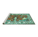 Sideview of Machine Washable Animal Turquoise Traditional Area Rugs, wshtr1042turq