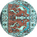 Round Animal Light Blue Traditional Rug, tr1042lblu