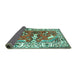 Sideview of Animal Turquoise Traditional Rug, tr1042turq