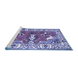 Sideview of Machine Washable Animal Blue Traditional Rug, wshtr1042blu