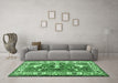 Machine Washable Animal Emerald Green Traditional Area Rugs in a Living Room,, wshtr1042emgrn