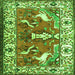 Serging Thickness of Animal Green Traditional Rug, tr1042grn