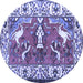 Round Animal Blue Traditional Rug, tr1042blu