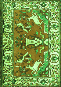 Animal Green Traditional Rug, tr1042grn