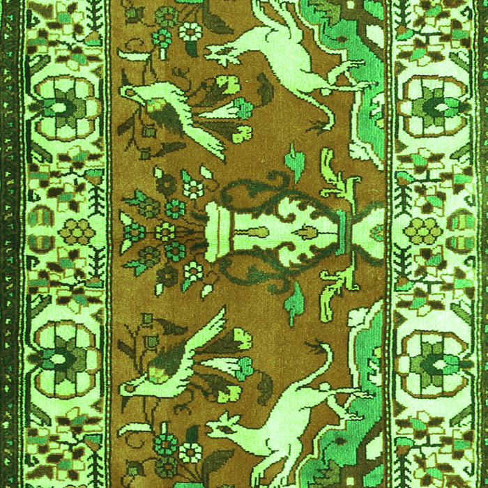 Animal Green Traditional Rug, tr1042grn