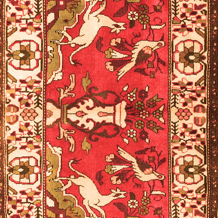 Serging Thickness of Machine Washable Animal Orange Traditional Area Rugs, wshtr1042org