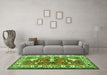 Machine Washable Animal Green Traditional Area Rugs in a Living Room,, wshtr1042grn