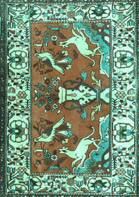 Animal Turquoise Traditional Rug, tr1042turq