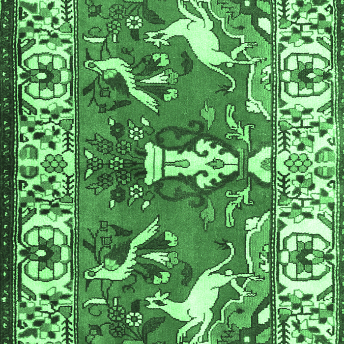 Animal Emerald Green Traditional Rug, tr1042emgrn