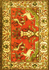 Animal Yellow Traditional Rug, tr1042yw