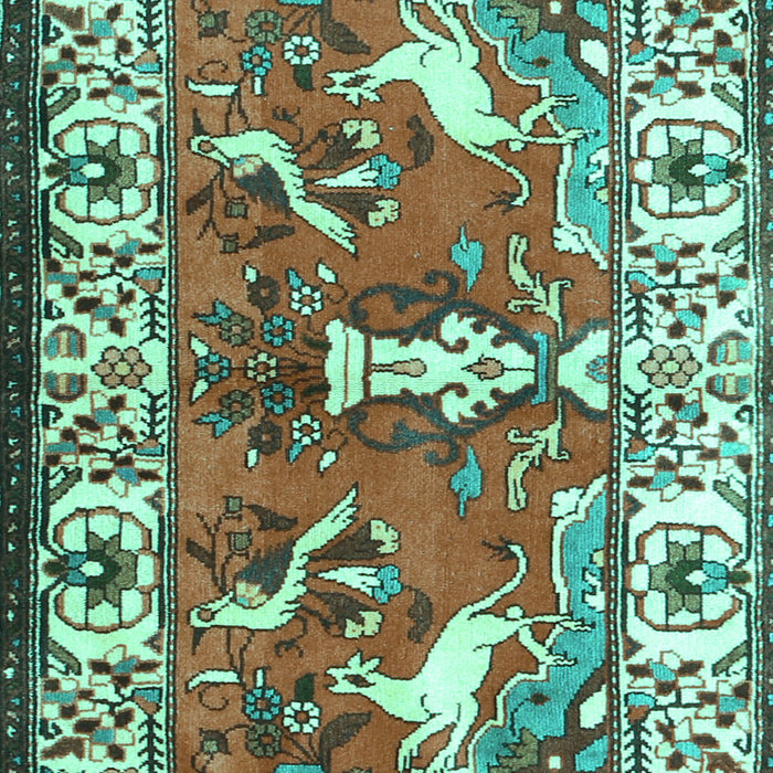 Machine Washable Animal Turquoise Traditional Area Rugs, wshtr1042turq
