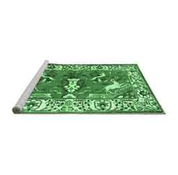 Sideview of Machine Washable Animal Emerald Green Traditional Area Rugs, wshtr1042emgrn