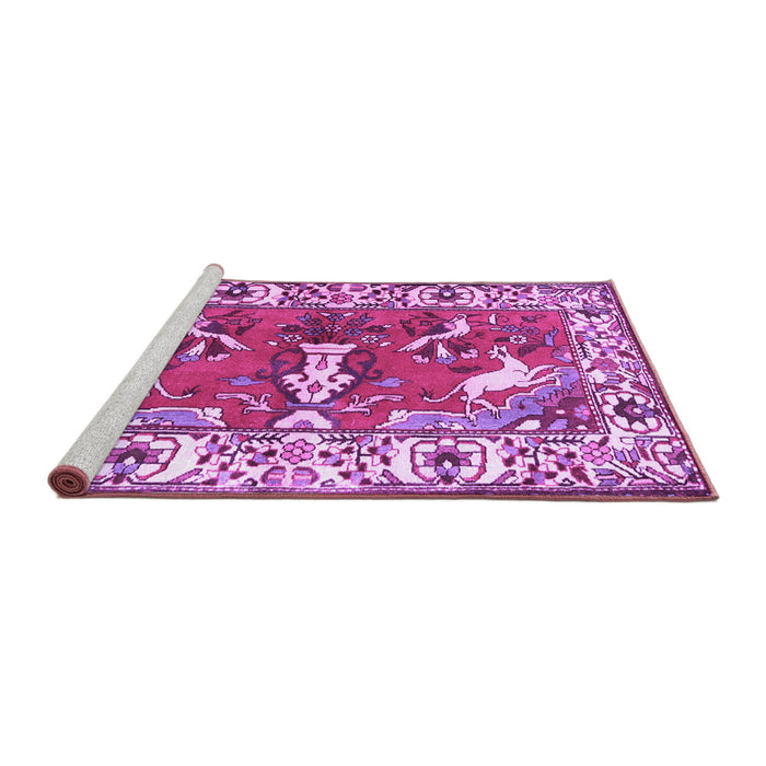 Sideview of Machine Washable Animal Purple Traditional Area Rugs, wshtr1042pur