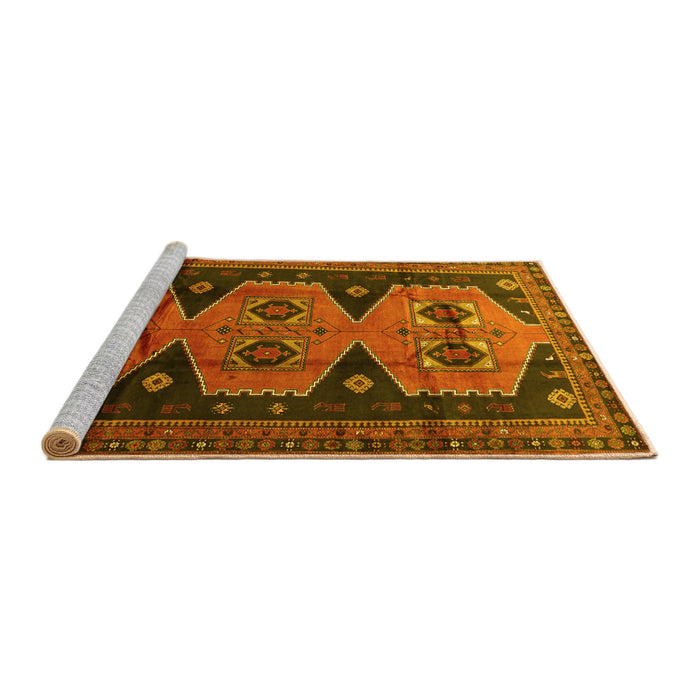 Sideview of Machine Washable Persian Yellow Traditional Rug, wshtr1043yw