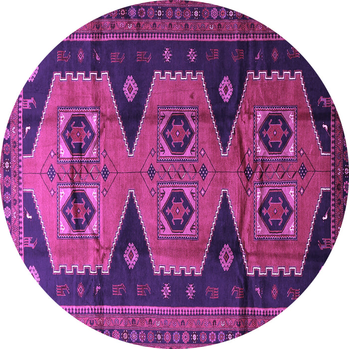 Round Machine Washable Persian Purple Traditional Area Rugs, wshtr1043pur