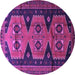 Round Machine Washable Persian Purple Traditional Area Rugs, wshtr1043pur