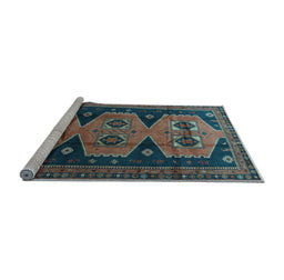 Sideview of Machine Washable Persian Light Blue Traditional Rug, wshtr1043lblu