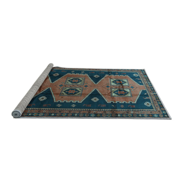 Sideview of Machine Washable Persian Light Blue Traditional Rug, wshtr1043lblu