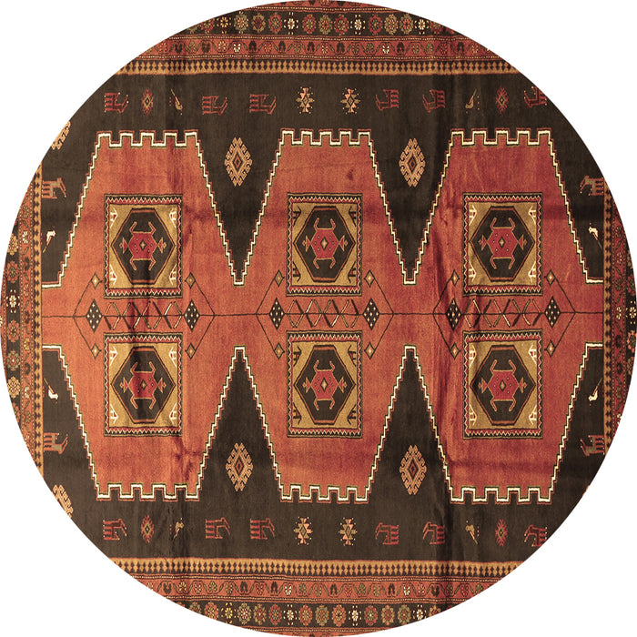 Round Persian Brown Traditional Rug, tr1043brn