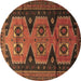 Round Persian Brown Traditional Rug, tr1043brn