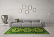 Machine Washable Persian Green Traditional Area Rugs in a Living Room,, wshtr1043grn