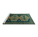 Sideview of Machine Washable Persian Turquoise Traditional Area Rugs, wshtr1043turq