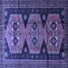 Square Machine Washable Persian Blue Traditional Rug, wshtr1043blu