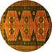 Round Persian Yellow Traditional Rug, tr1043yw