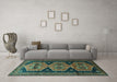 Machine Washable Persian Turquoise Traditional Area Rugs in a Living Room,, wshtr1043turq