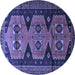 Round Persian Blue Traditional Rug, tr1043blu