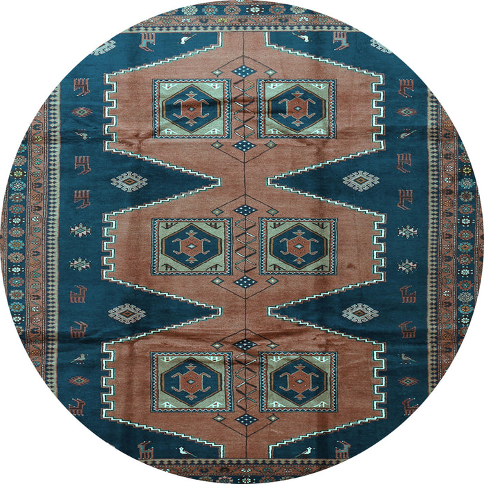 Round Machine Washable Persian Light Blue Traditional Rug, wshtr1043lblu