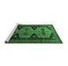 Sideview of Machine Washable Persian Emerald Green Traditional Area Rugs, wshtr1043emgrn